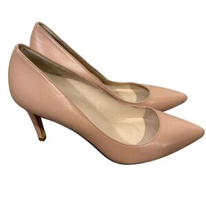 L.K. Bennet Floret Pump Size 38 Tan Nude Leather Classic Pointed Toe Heels